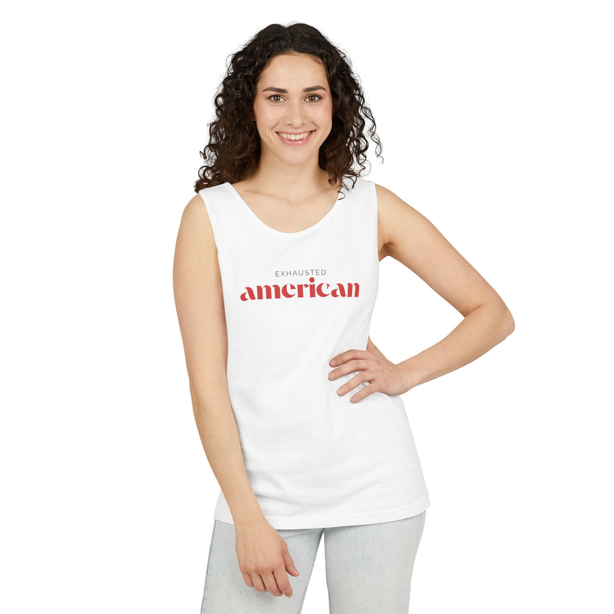 Exhausted American Unisex Tank Top - Casual Summer Wear