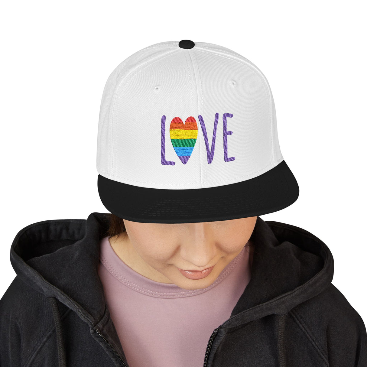 LOVE Rainbow Embroidered Snapback Hat