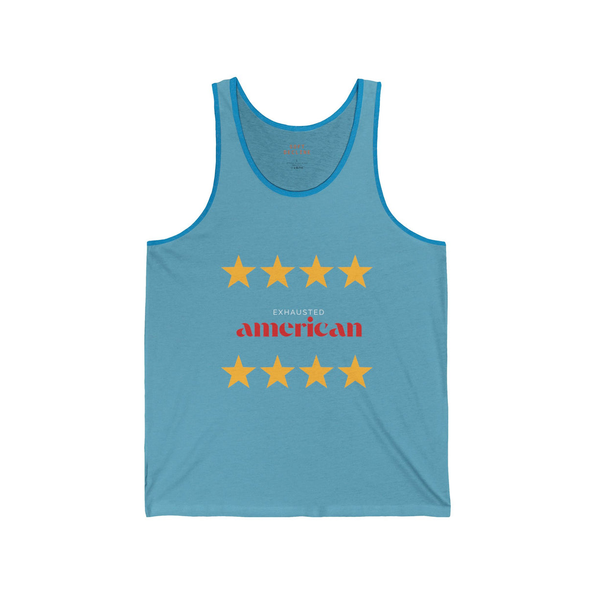 Exhausted American Unisex Jersey Tank - Summer Style, Casual Wear, Independence Day, Gift for Patriots, Fun Tank Top