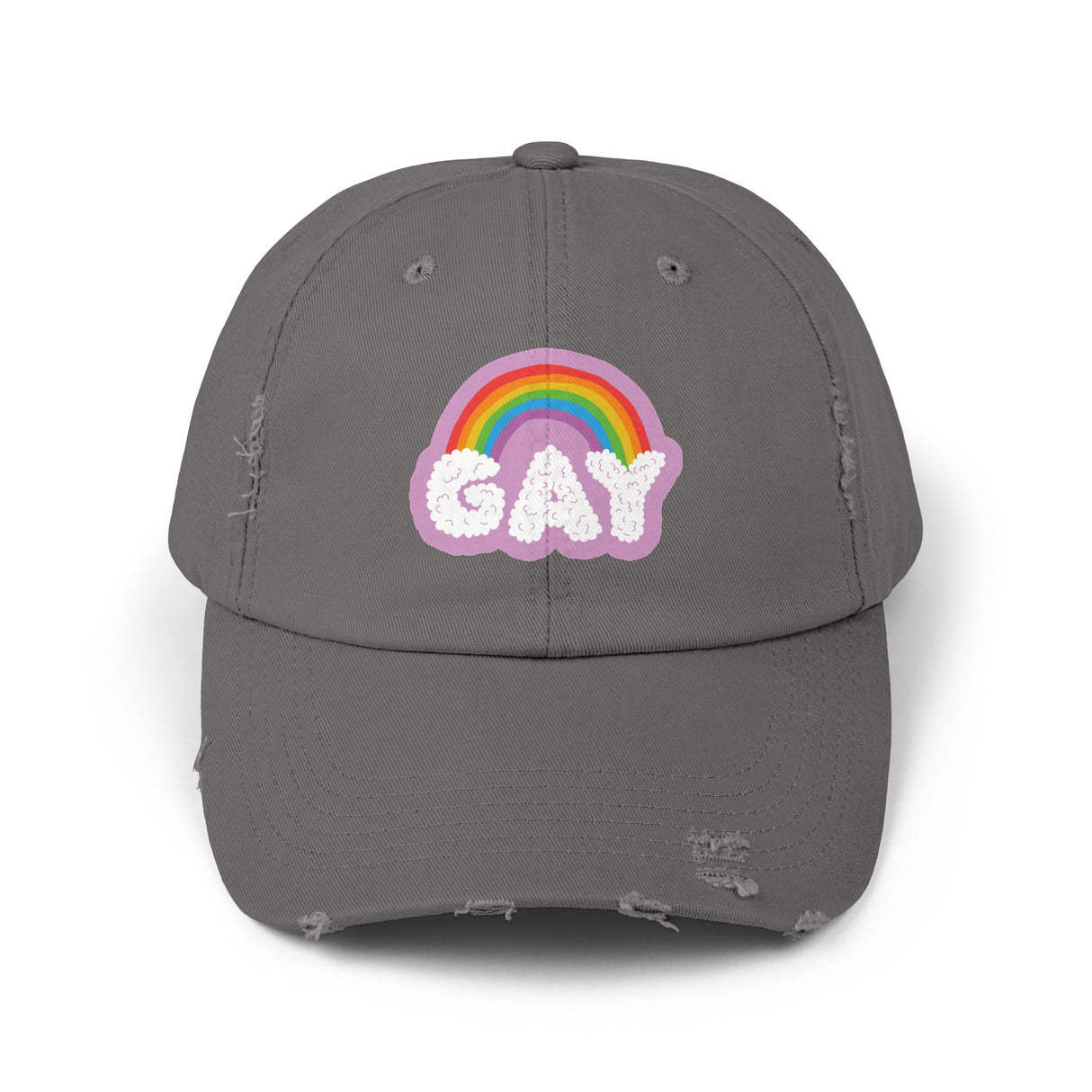 Gay Rainbow Cloud Hat – Weathered Look, Fresh Message