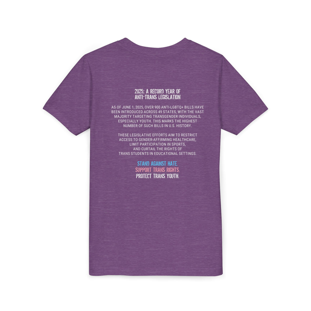 2025 Protect Trans Youth Lightweight Tee – Youth Sizing – Soft Fit, Urgent Message