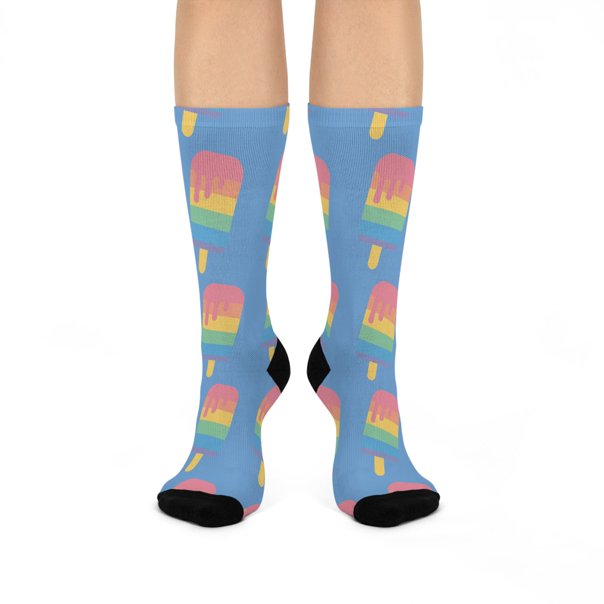 Colorful Ice Cream Cone Cushioned Crew Socks - Fun Summer Vibe