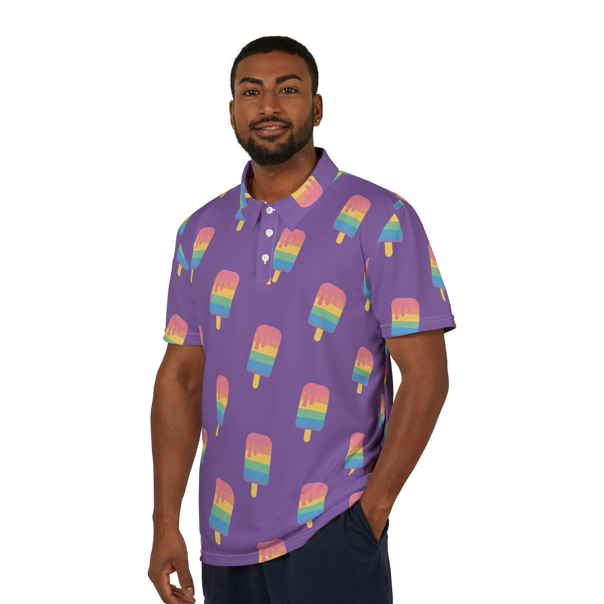 Purple Colorful Popsicle Pattern Unisex Polo Shirt - Summer Vibes