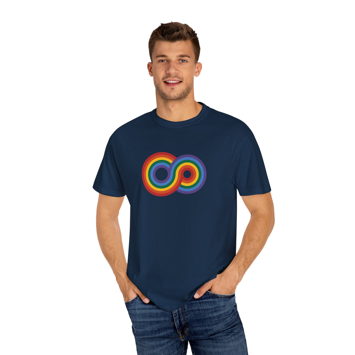 Gayfinity Rainbow Heavyweight Tee – Washed Look, Limitless Pride