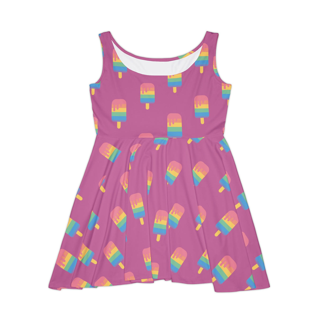 Pink Melting Point Skater Dress, Summer Vibes Dress, Casual Party Dress, Cute Ice Cream Dress, Vacation Outfit