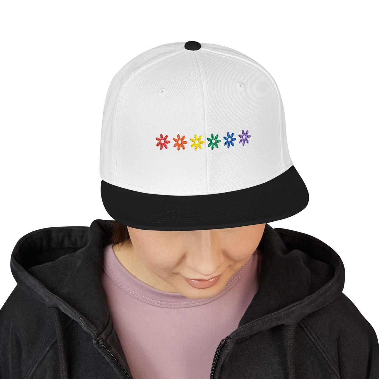Rainbow Flowers Snapback Hat – Blooms with Bite