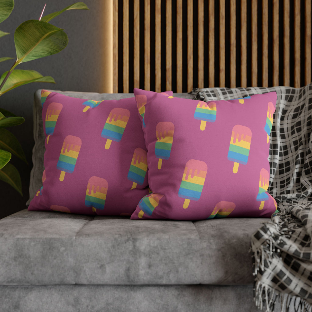 Melting Point Colorful Popsicle Square Pillowcase for Summer Vibes