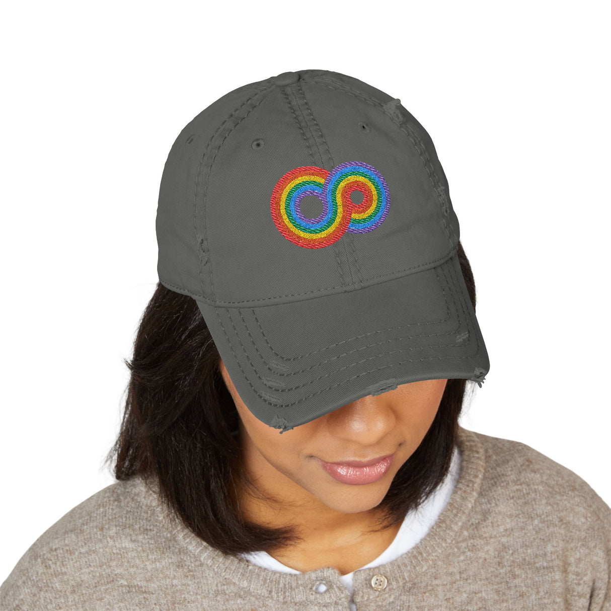 Gayfinity Rainbow Distressed Dad Hat – Infinite Pride, Everyday Fit