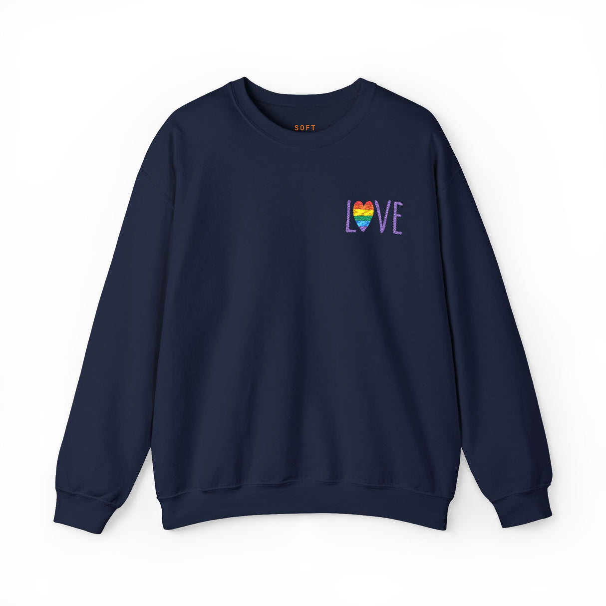 LOVE Rainbow Heart Embroidered Crewneck Sweatshirt