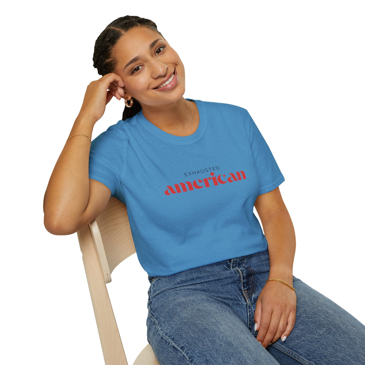 Exhausted American Unisex Softstyle T-Shirt - Casual Comfort Tee for Everyday Wear
