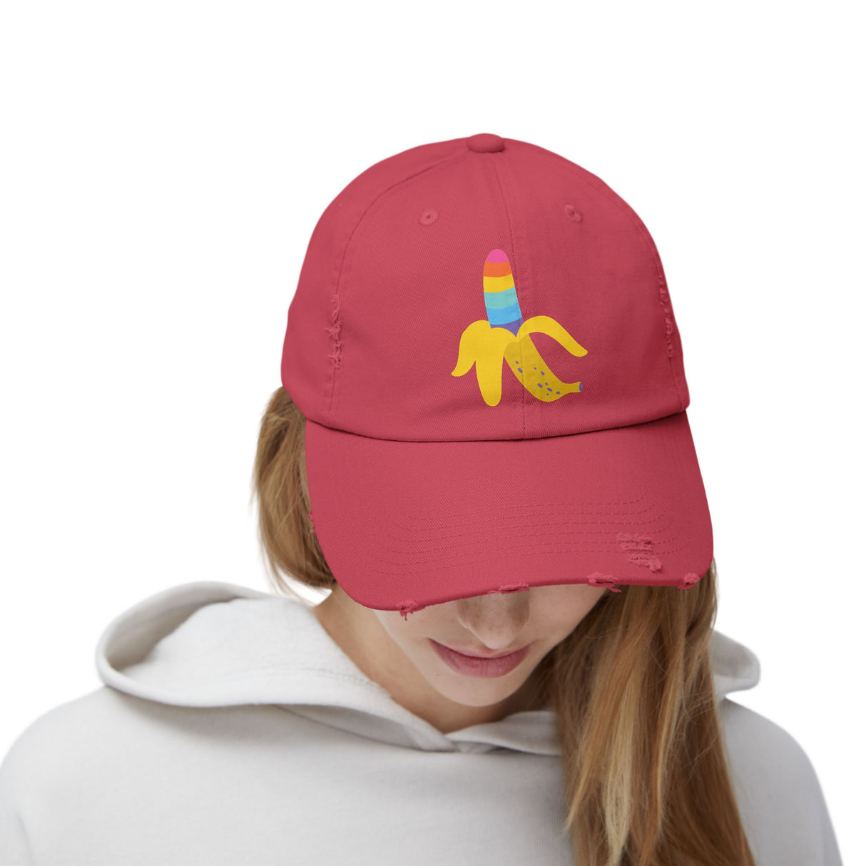 Banana Rainbow Icon Distressed Dad Cap