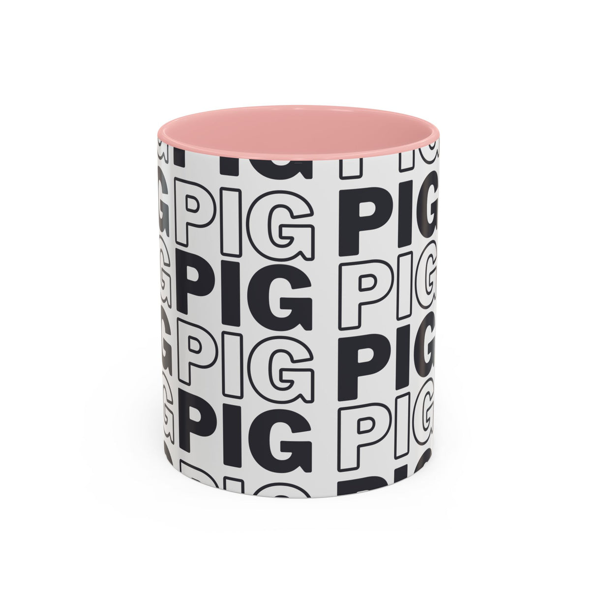 Pig Pattern Accent Coffee Mug - Black Handle, 11oz & 15oz Options