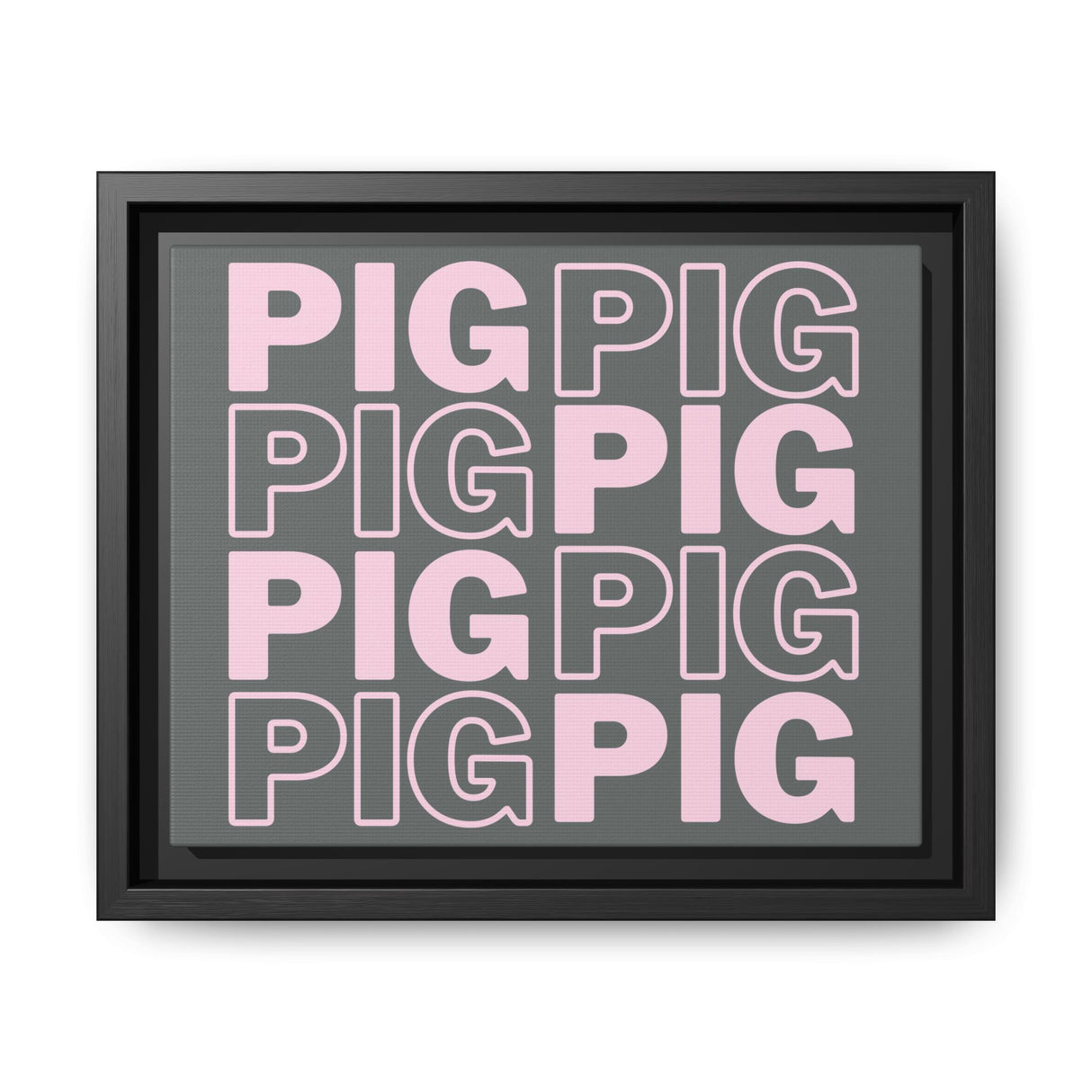 Framed Wall Art - Pink Pig Pattern Design, Modern Home Decor, Fun Kitchen Wall Art
