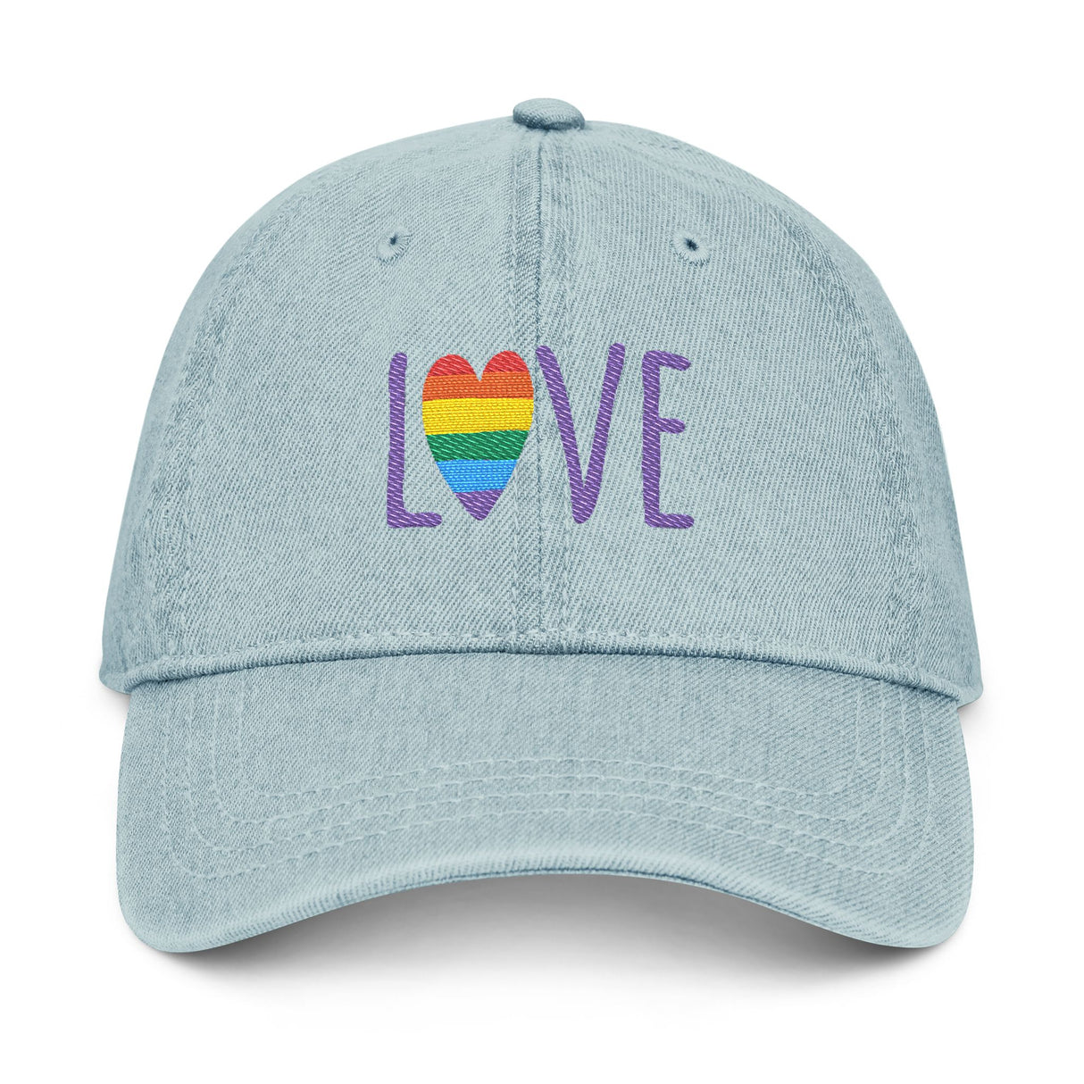 LOVE Rainbow Embroidered Denim Hat
