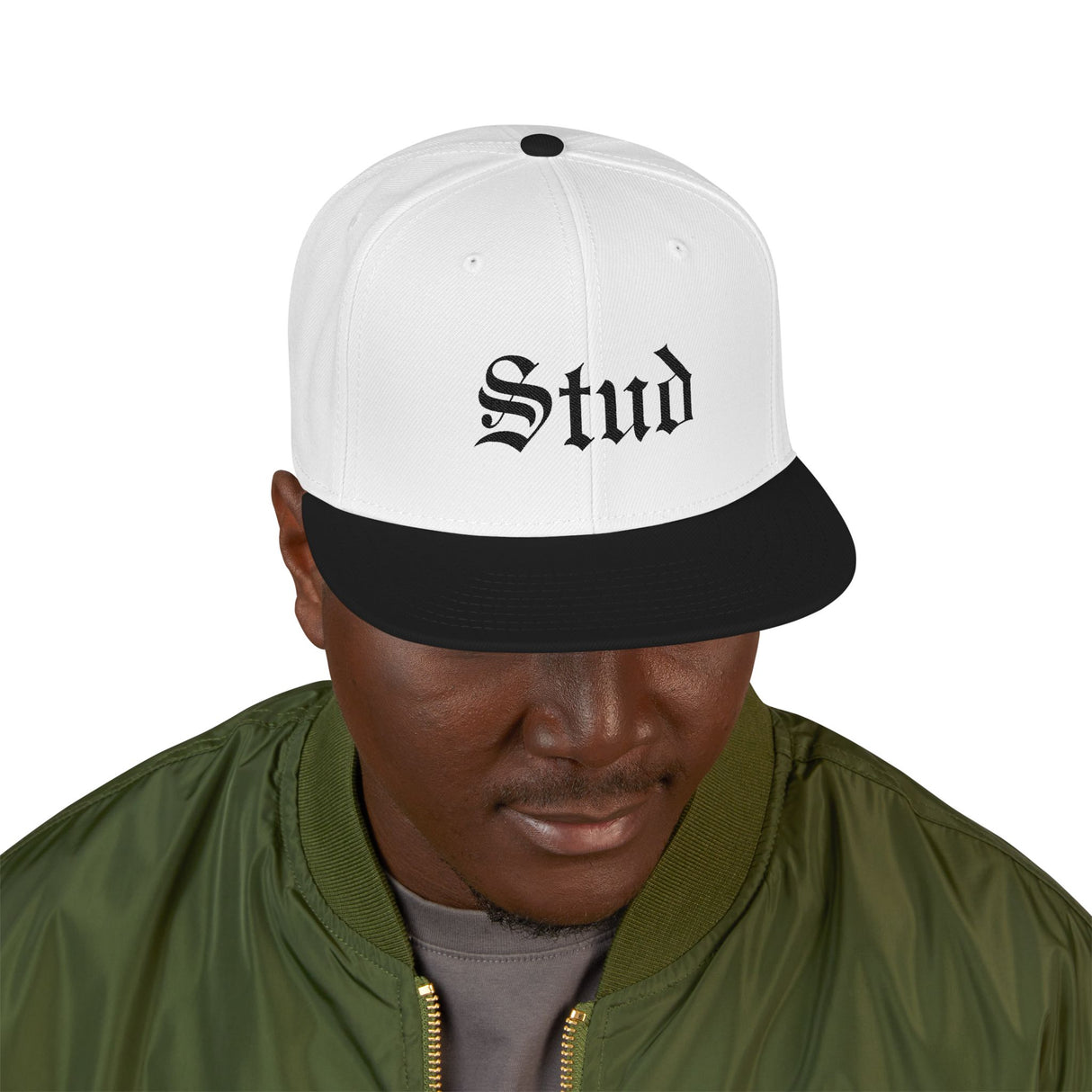 Stud Embroidered Snapback Hat