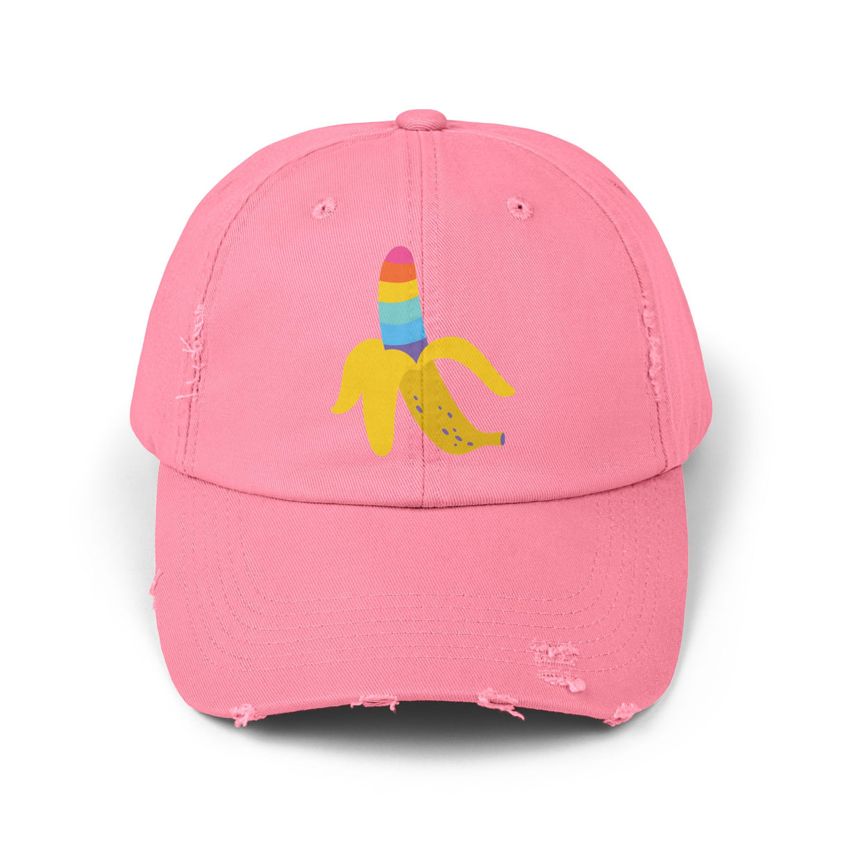Banana Rainbow Icon Distressed Dad Cap