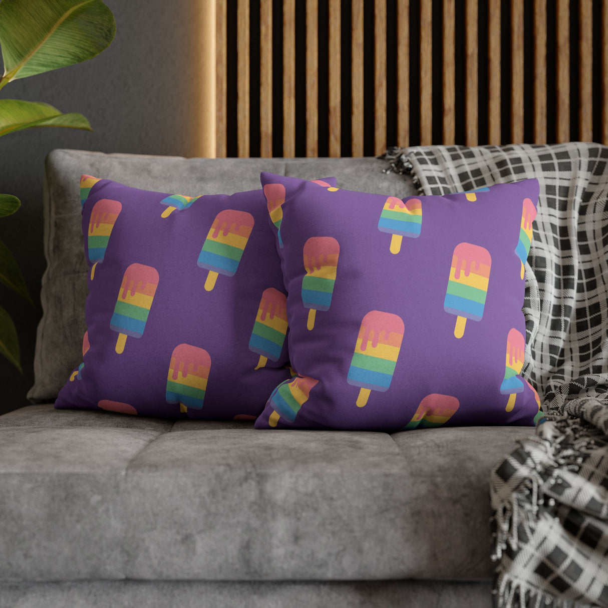 Melting Point Colorful Popsicle Square Pillowcase for Summer Vibes