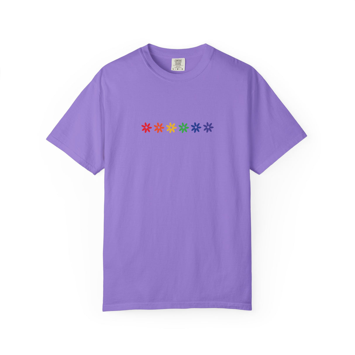 Rainbow Flowers Tee – Washed-In Comfort, Worn-With Pride