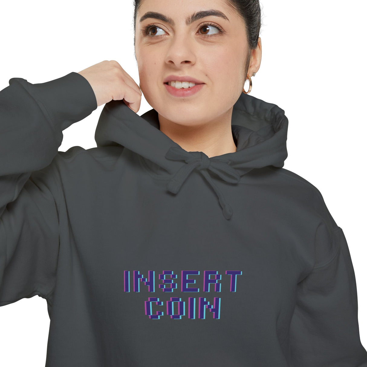 Insert Coin Unisex Garment-Dyed Hoodie - Casual Comfort for Everyday Wear