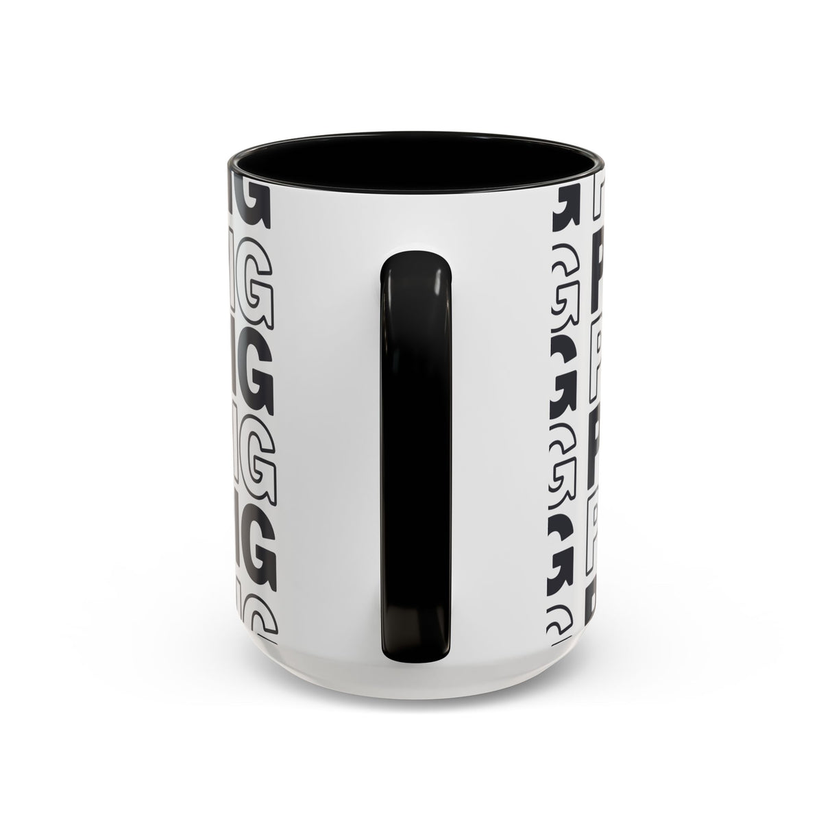 Pig Pattern Accent Coffee Mug - Black Handle, 11oz & 15oz Options