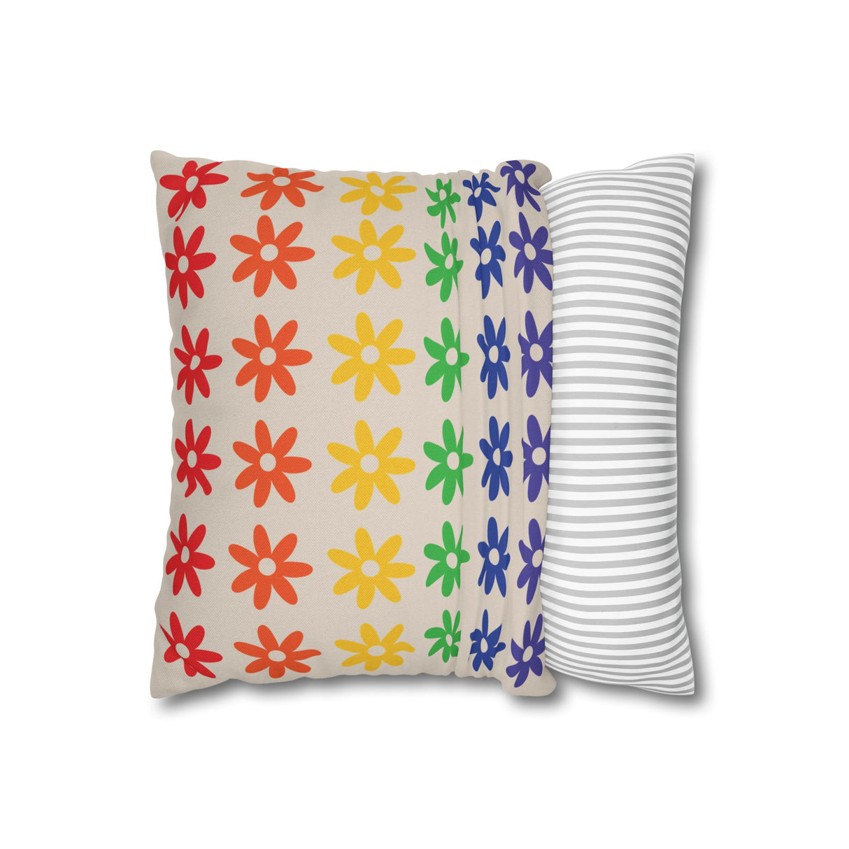 Floral Rainbow Pillow Cover – Soft, Queer, and Cozy