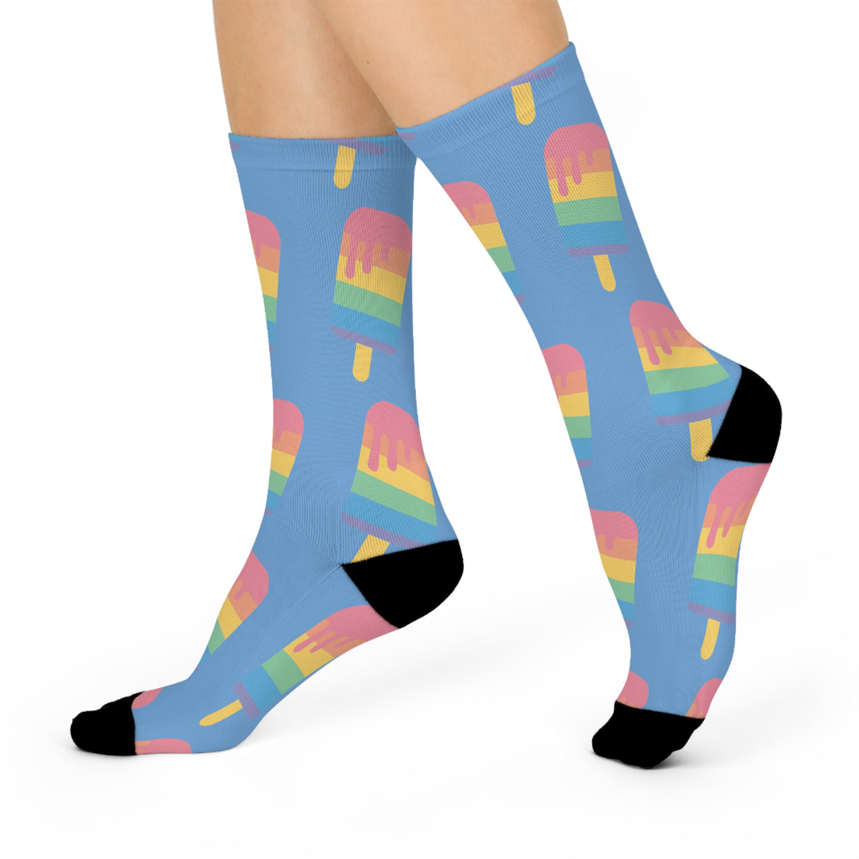 Colorful Ice Cream Cone Cushioned Crew Socks - Fun Summer Vibe