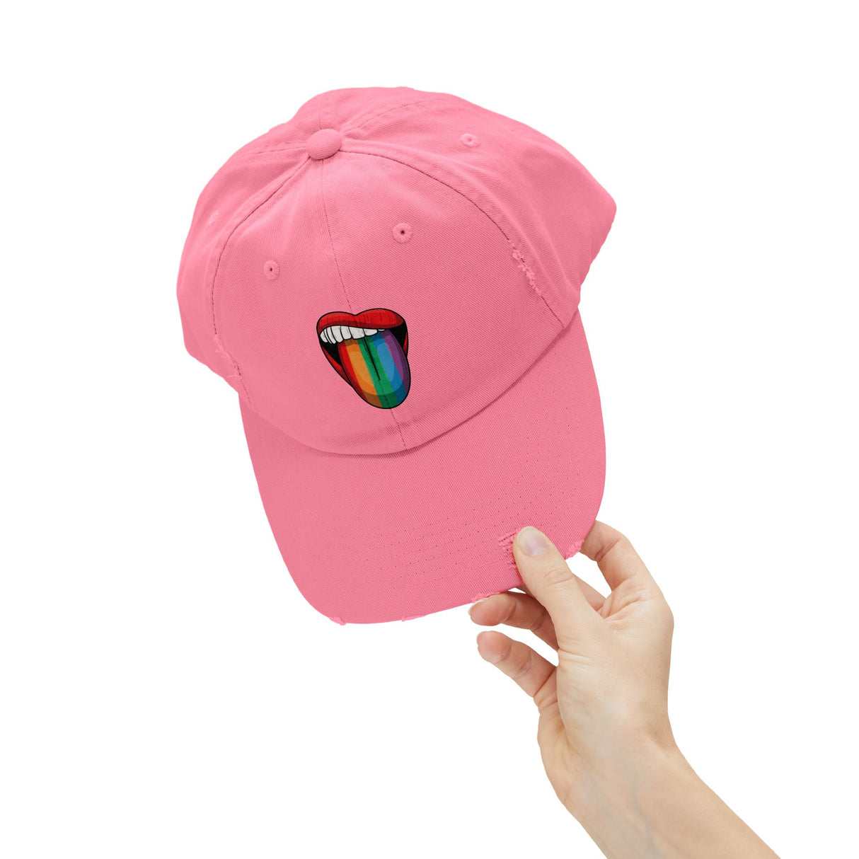 Rainbow Lick Icon Distressed Dad Cap