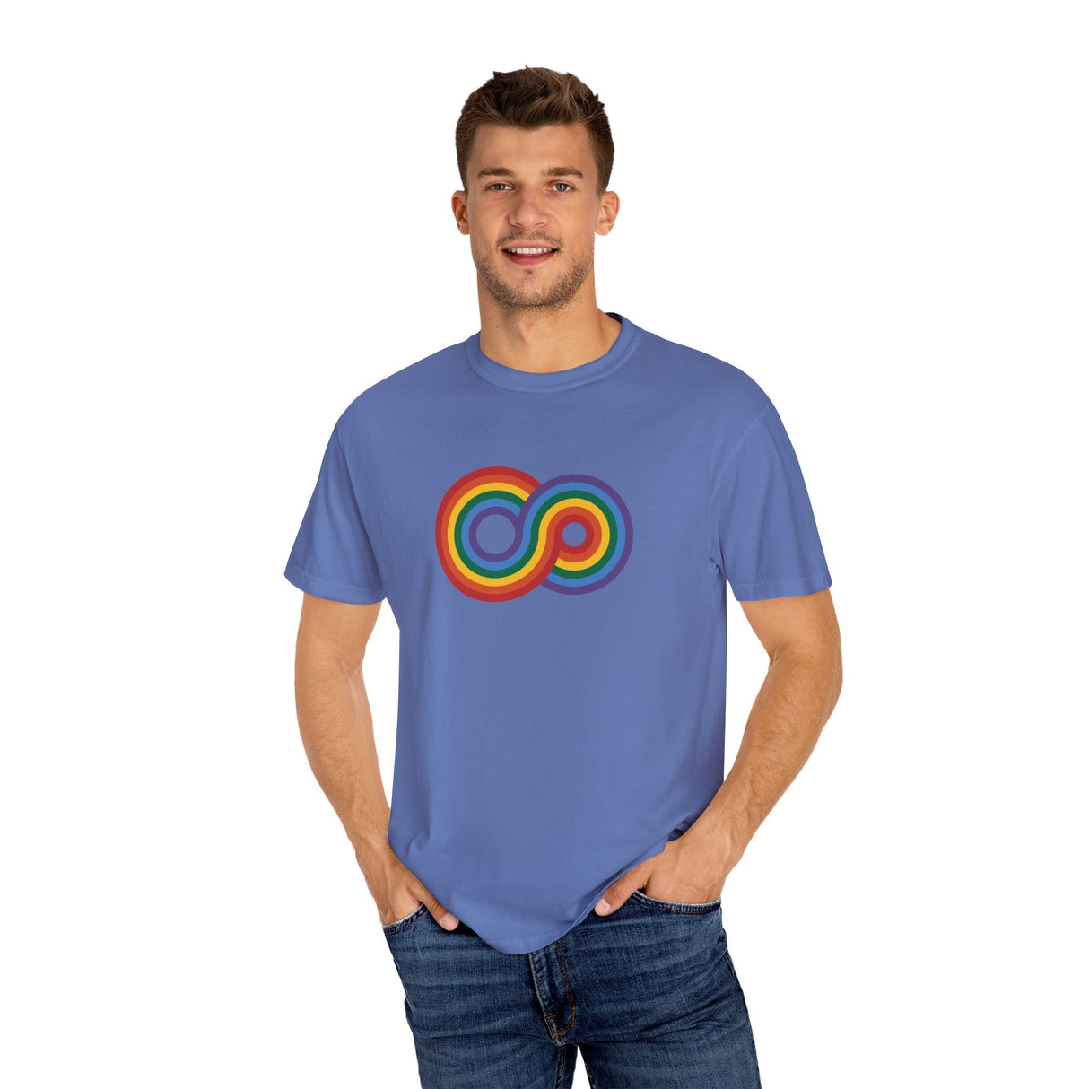 Gayfinity Rainbow Heavyweight Tee – Washed Look, Limitless Pride