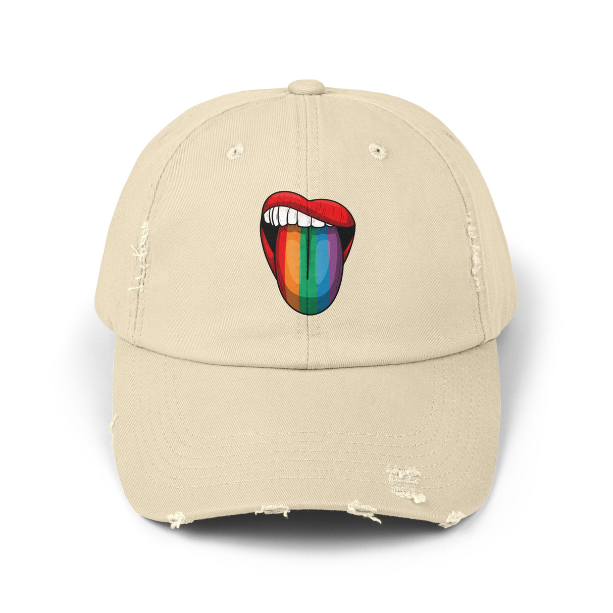 Rainbow Lick Icon Distressed Dad Cap