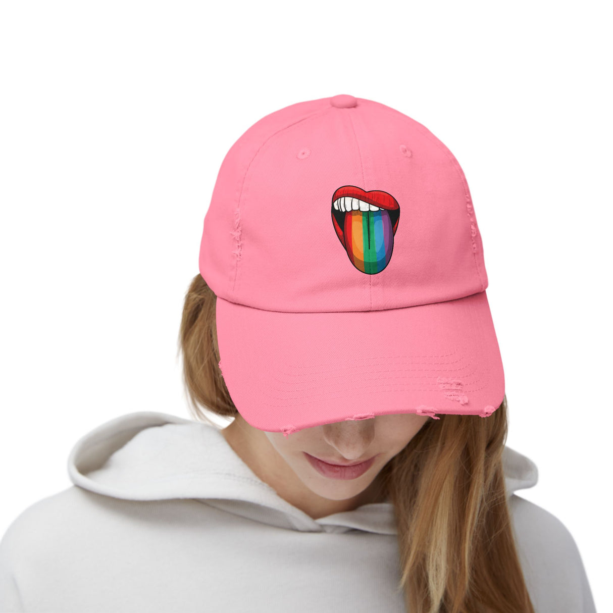 Rainbow Lick Icon Distressed Dad Cap