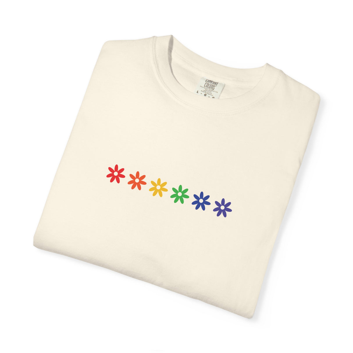 Rainbow Flowers Tee – Washed-In Comfort, Worn-With Pride