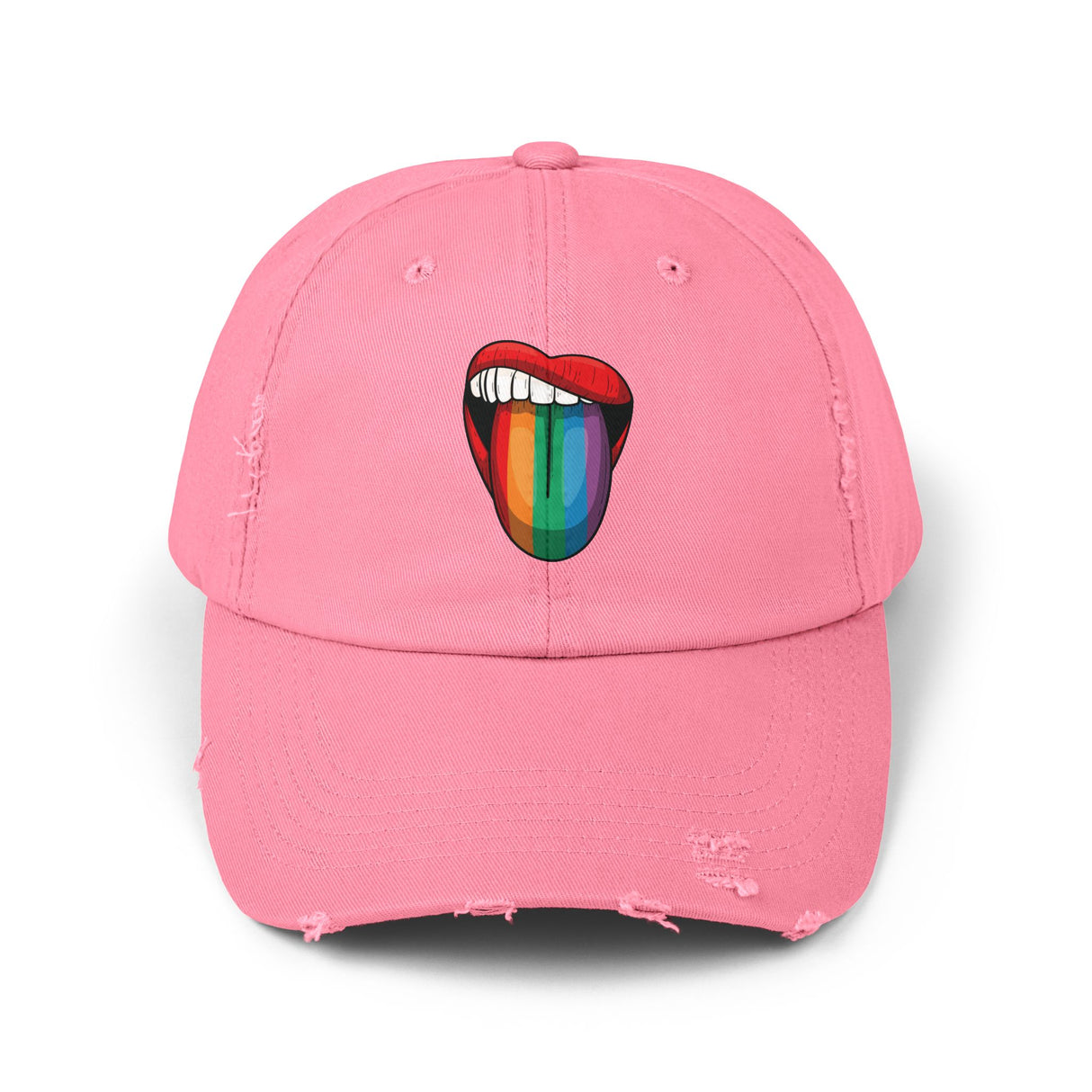Rainbow Lick Icon Distressed Dad Cap