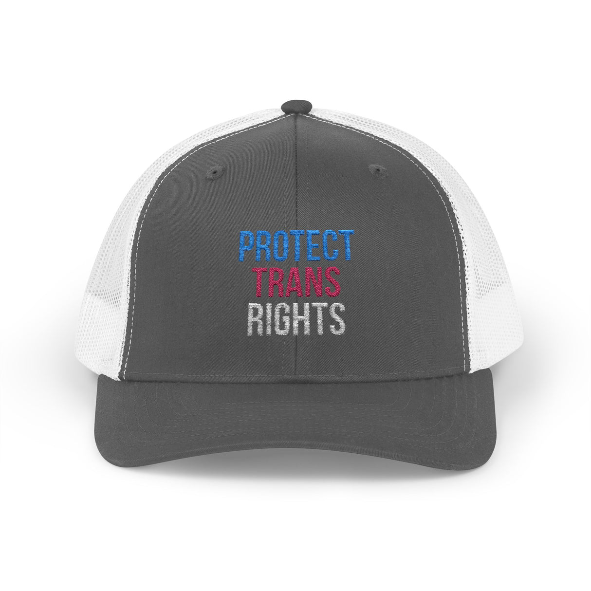 Protect Trans Rights 2025 Trucker Hat – Mesh Back, Solid Message