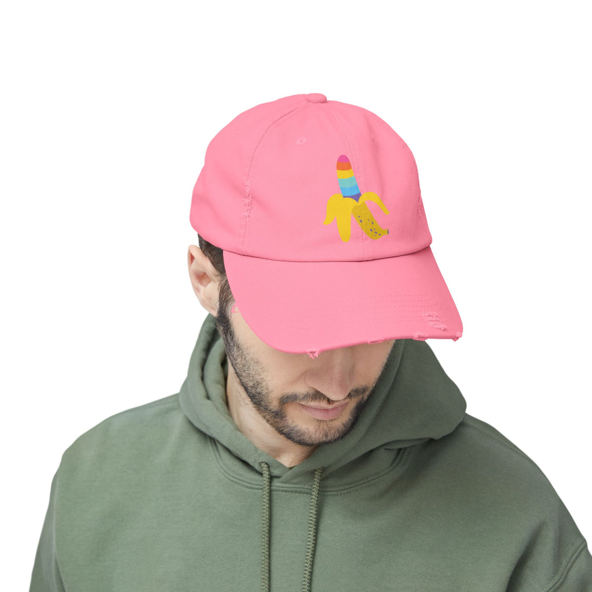 Banana Rainbow Icon Distressed Dad Cap