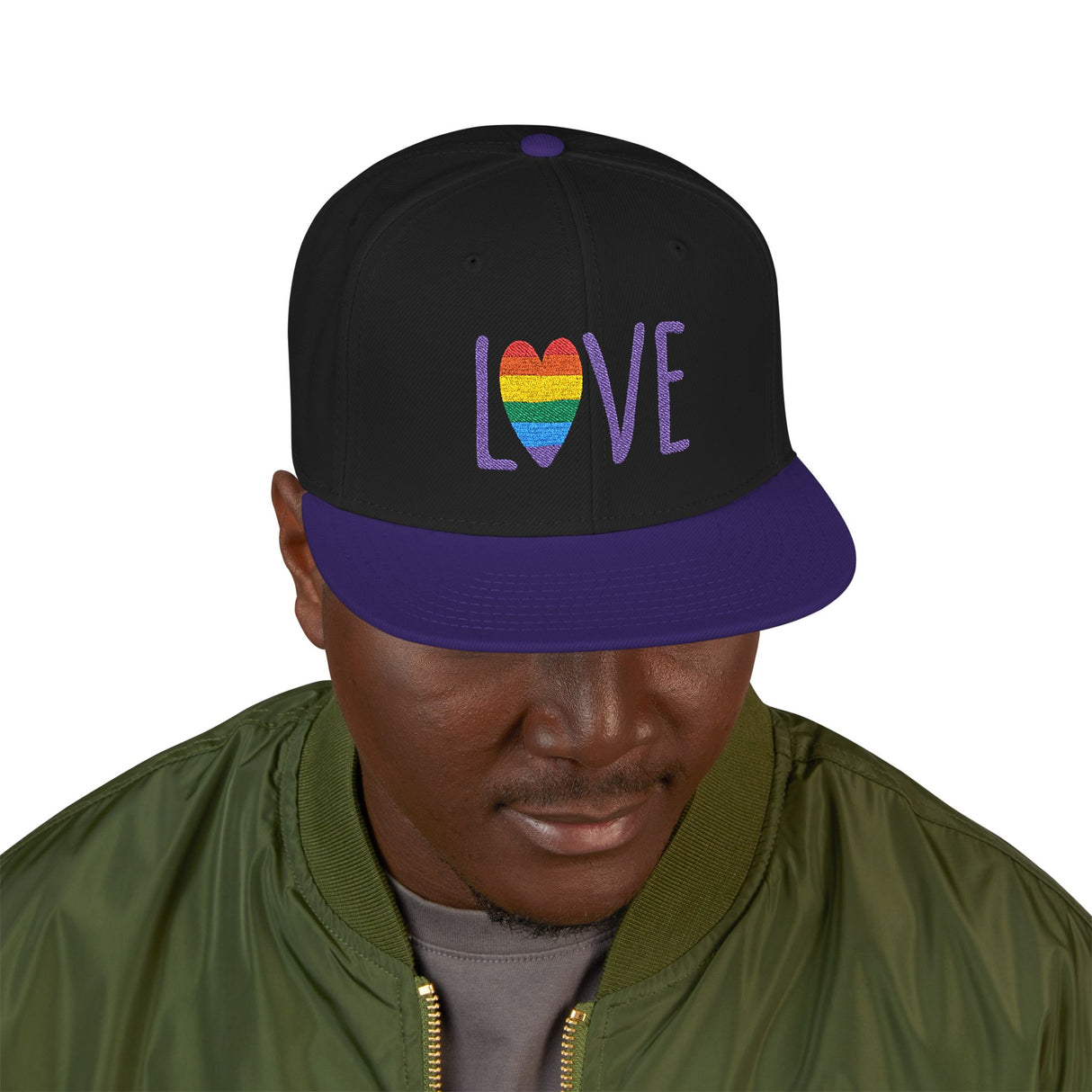 LOVE Rainbow Embroidered Snapback Hat