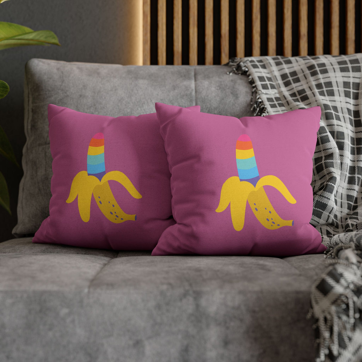 Banana Rainbow Pillow Cover