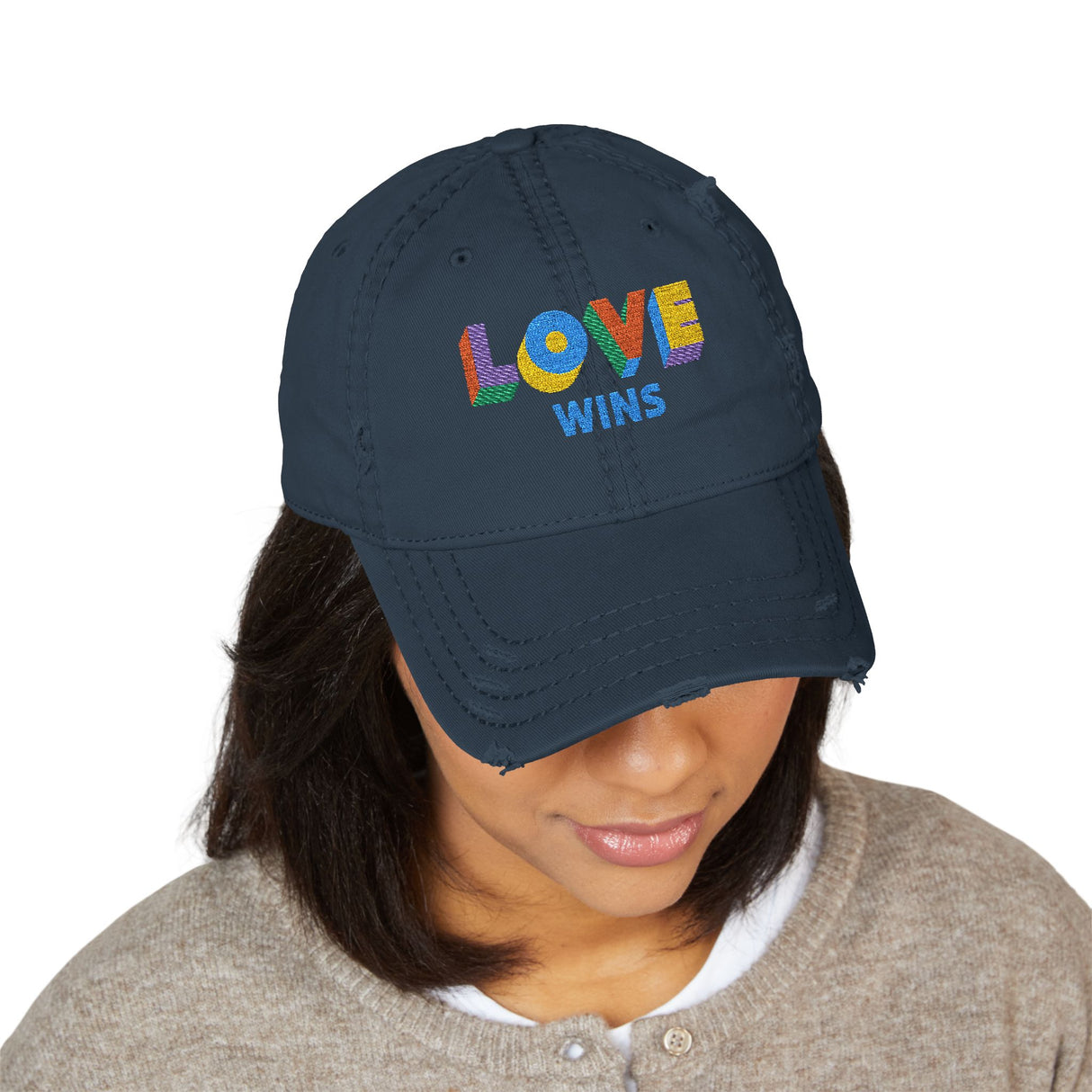 Love Wins Distressed Dad Hat – Quiet Message, Loud Energy