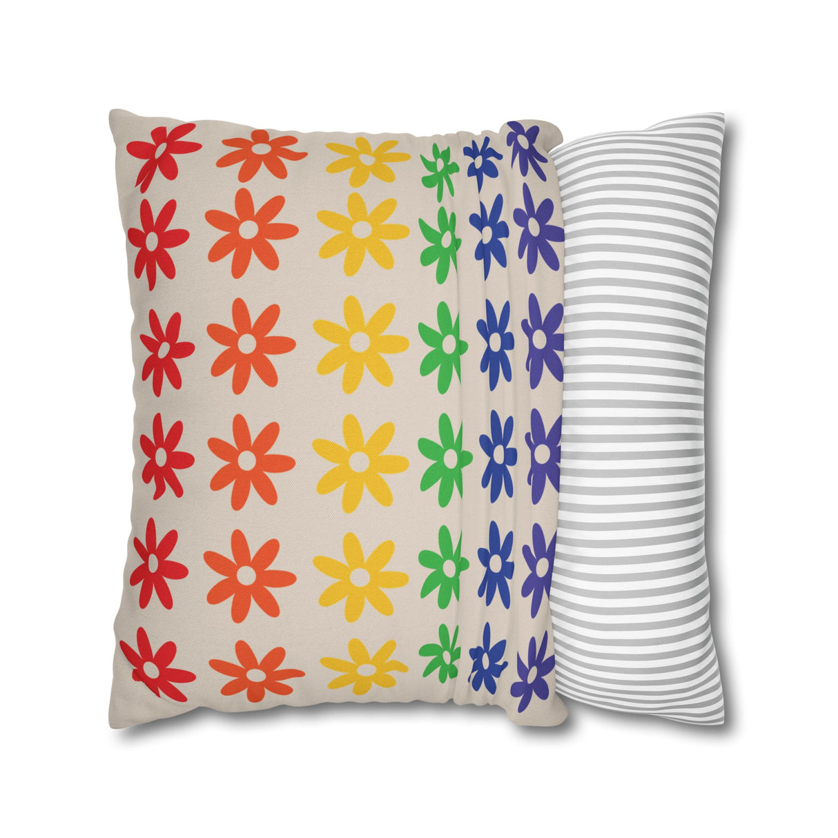 Floral Rainbow Pillow Cover – Soft, Queer, and Cozy