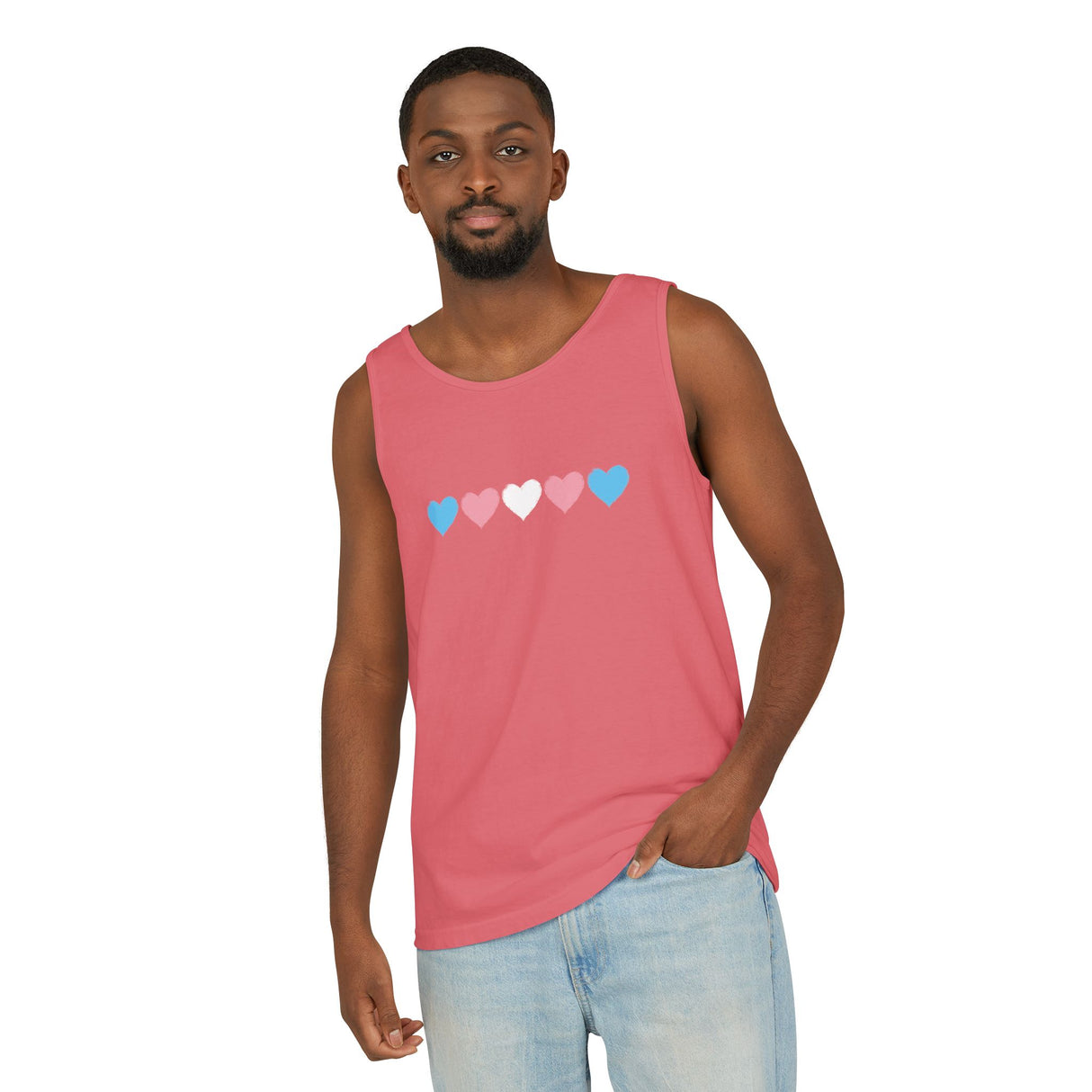 Trans Rainbow Brushstrokes Heavyweight Tank – Washed Feel, Worn With Pride