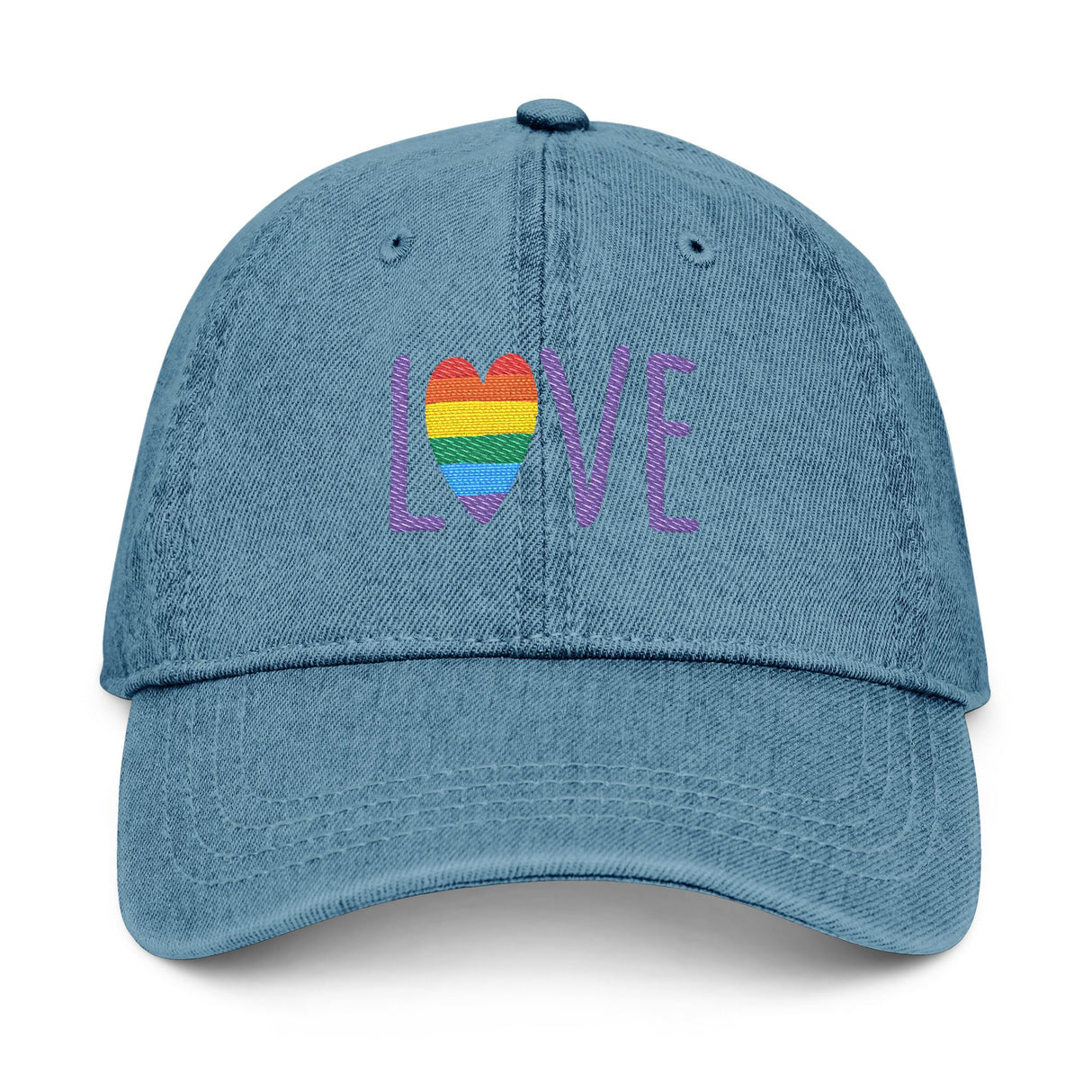 LOVE Rainbow Embroidered Denim Hat