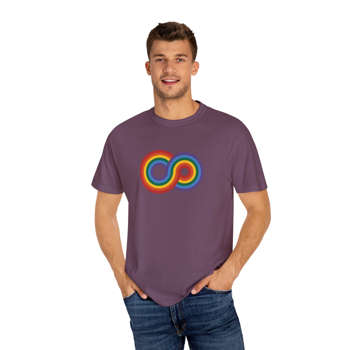 Gayfinity Rainbow Heavyweight Tee – Washed Look, Limitless Pride