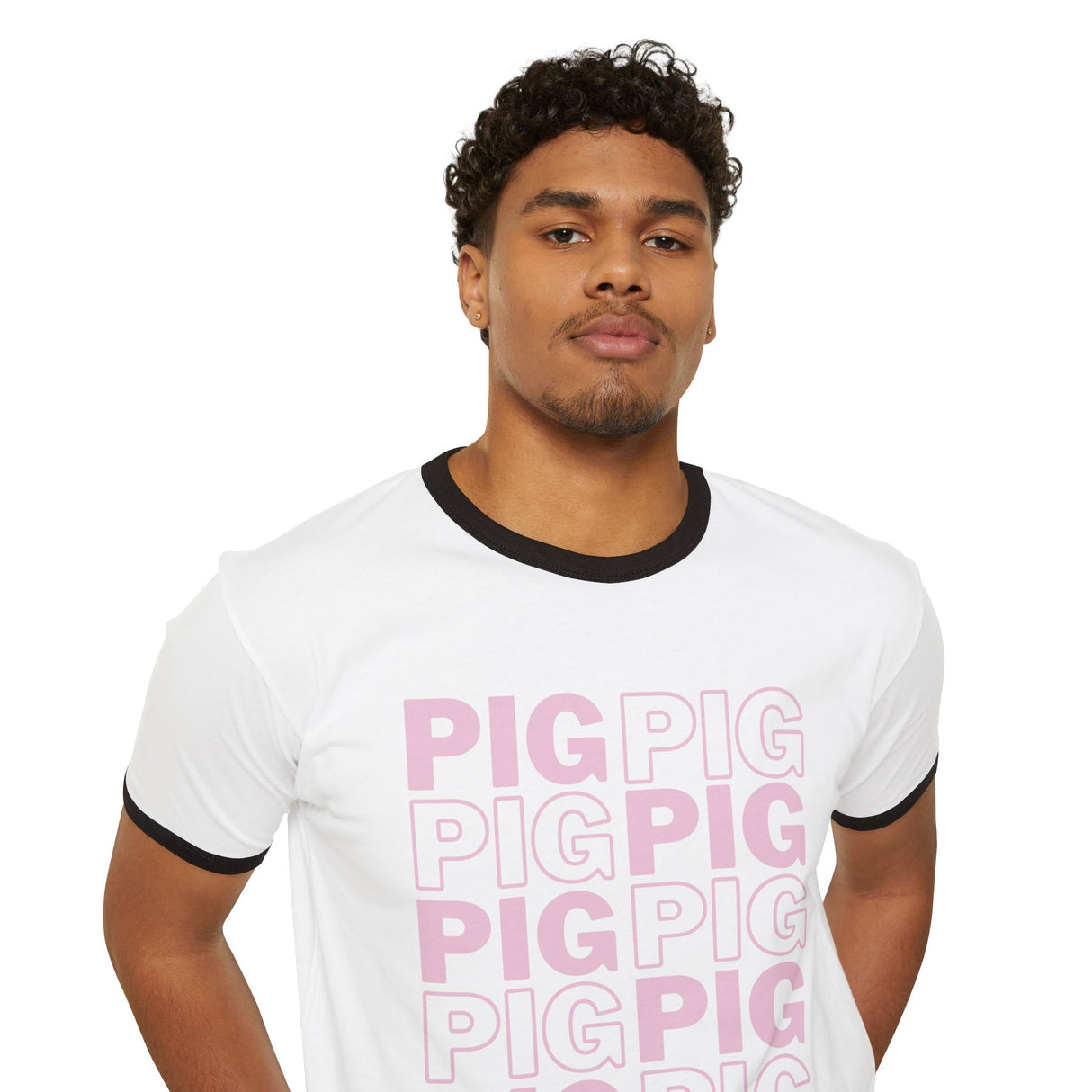Pig Pattern Cotton T-Shirt with Print