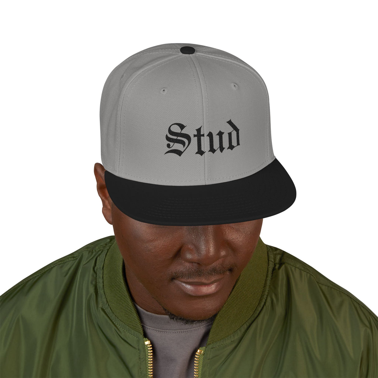Stud Embroidered Snapback Hat