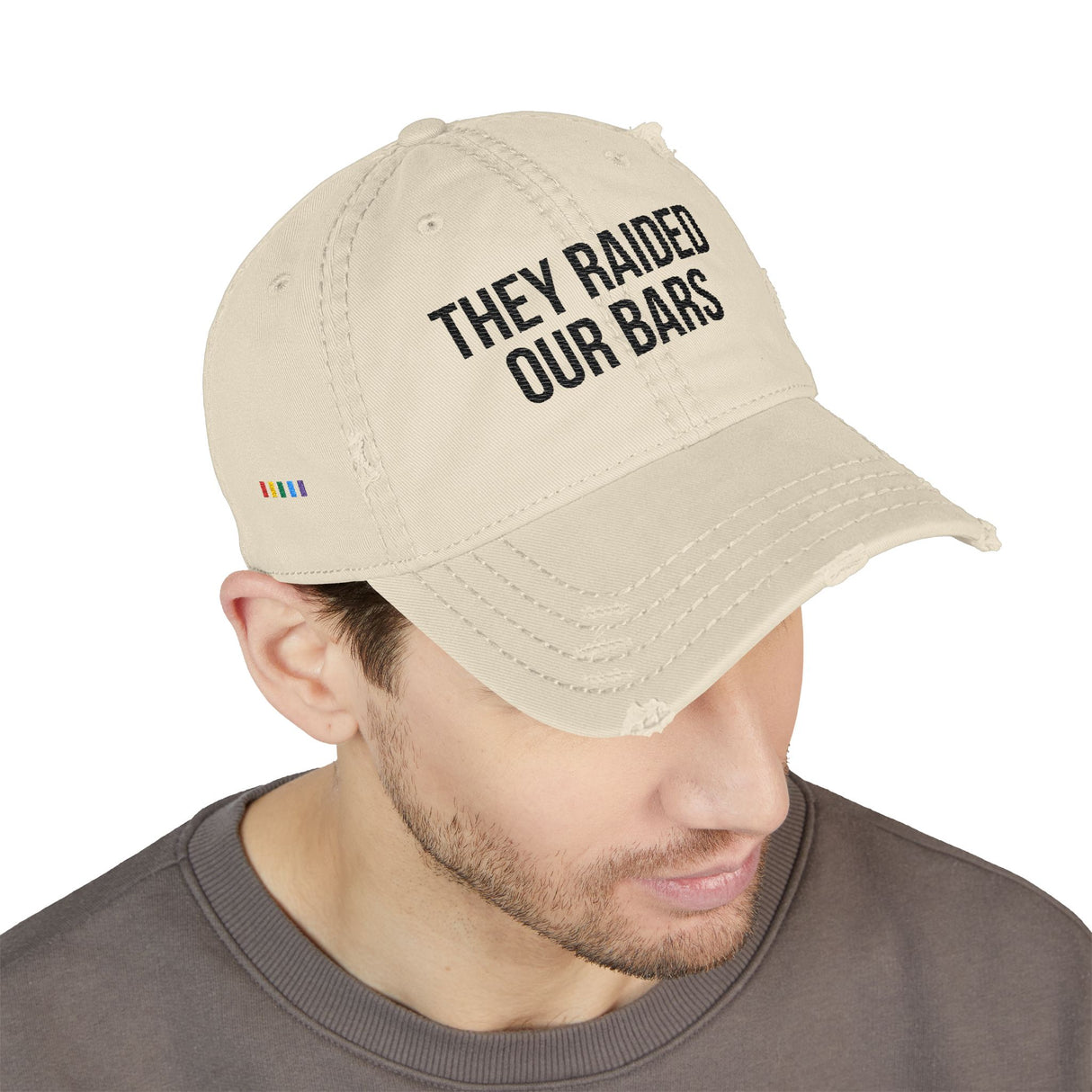 They Raided Our Bars Distressed Dad Hat – Frontline Memory, Side Pride