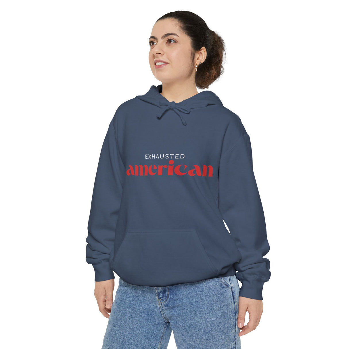 Exhausted American Unisex Garment-Dyed Hoodie - Casual Comfort for Everyday Wear