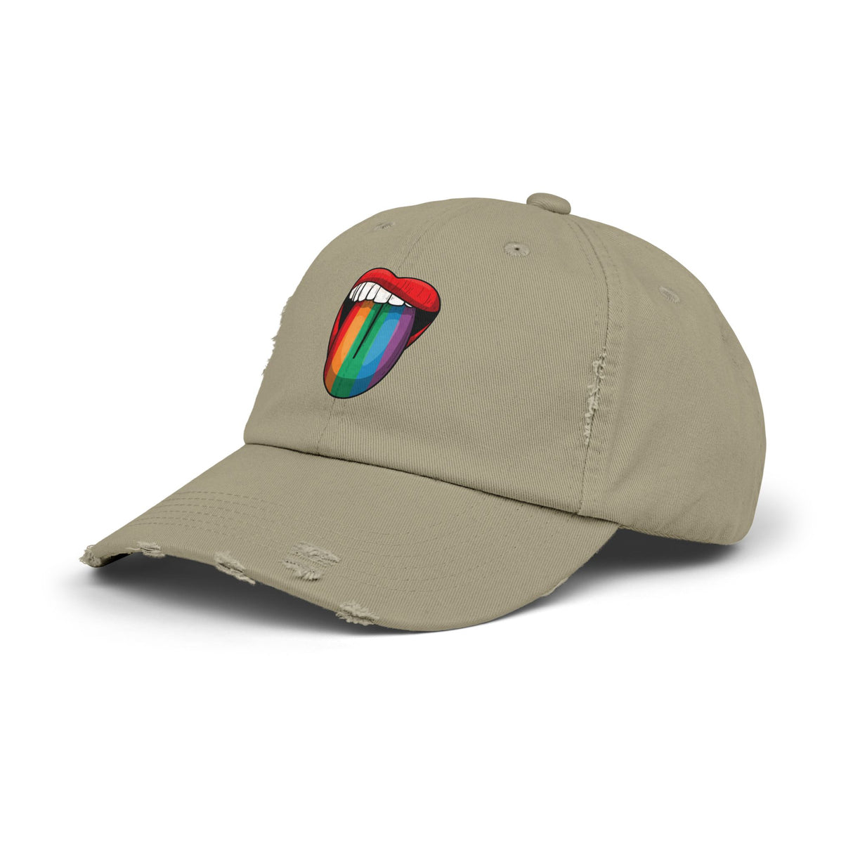 Rainbow Lick Icon Distressed Dad Cap