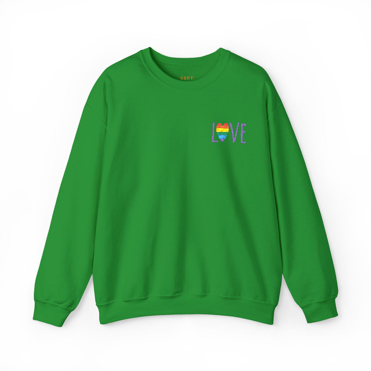 LOVE Rainbow Heart Embroidered Crewneck Sweatshirt
