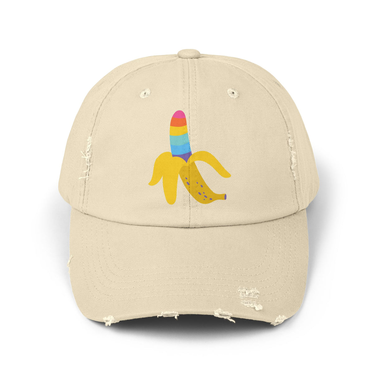 Banana Rainbow Icon Distressed Dad Cap