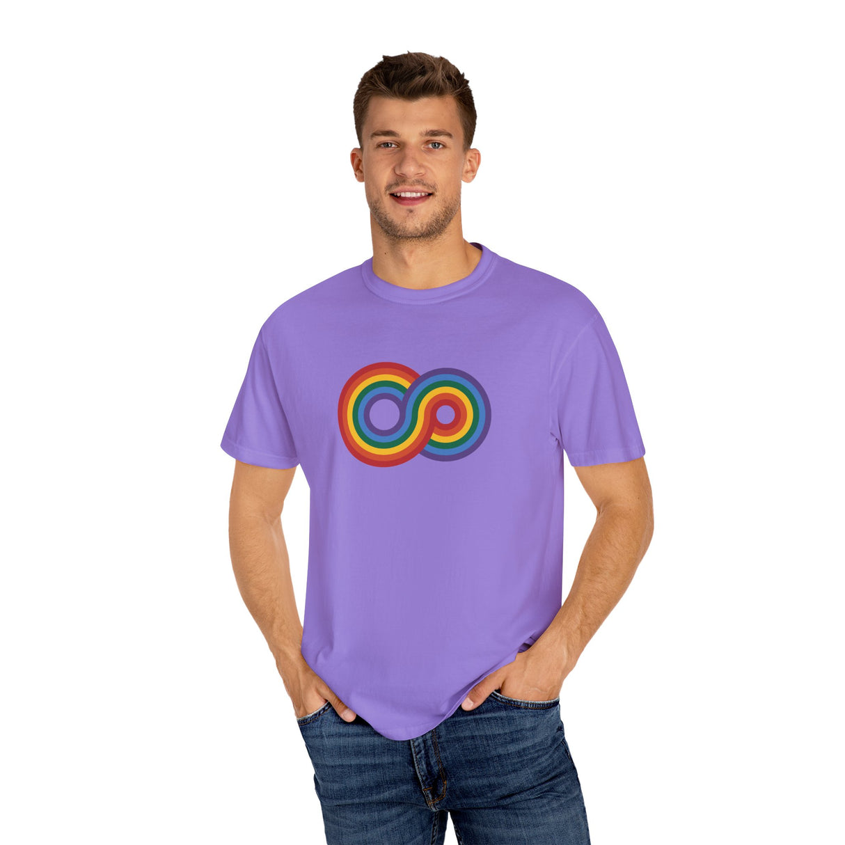 Gayfinity Rainbow Heavyweight Tee – Washed Look, Limitless Pride