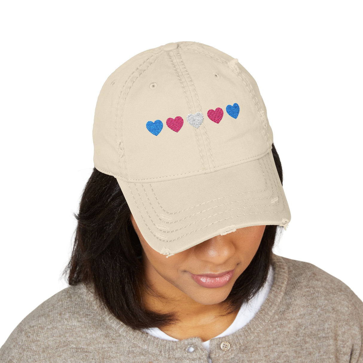 Trans Rainbow Distressed Dad Hat – Soft Fade, Strong Signal